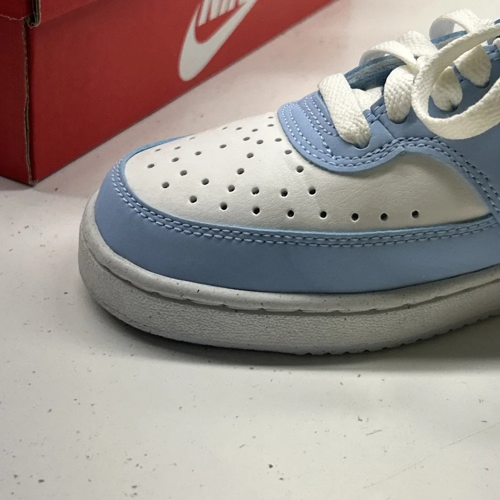 Nike Womens Court Vision Low Summit White/Football Grey/Psychic‎ Blue 6 Medium